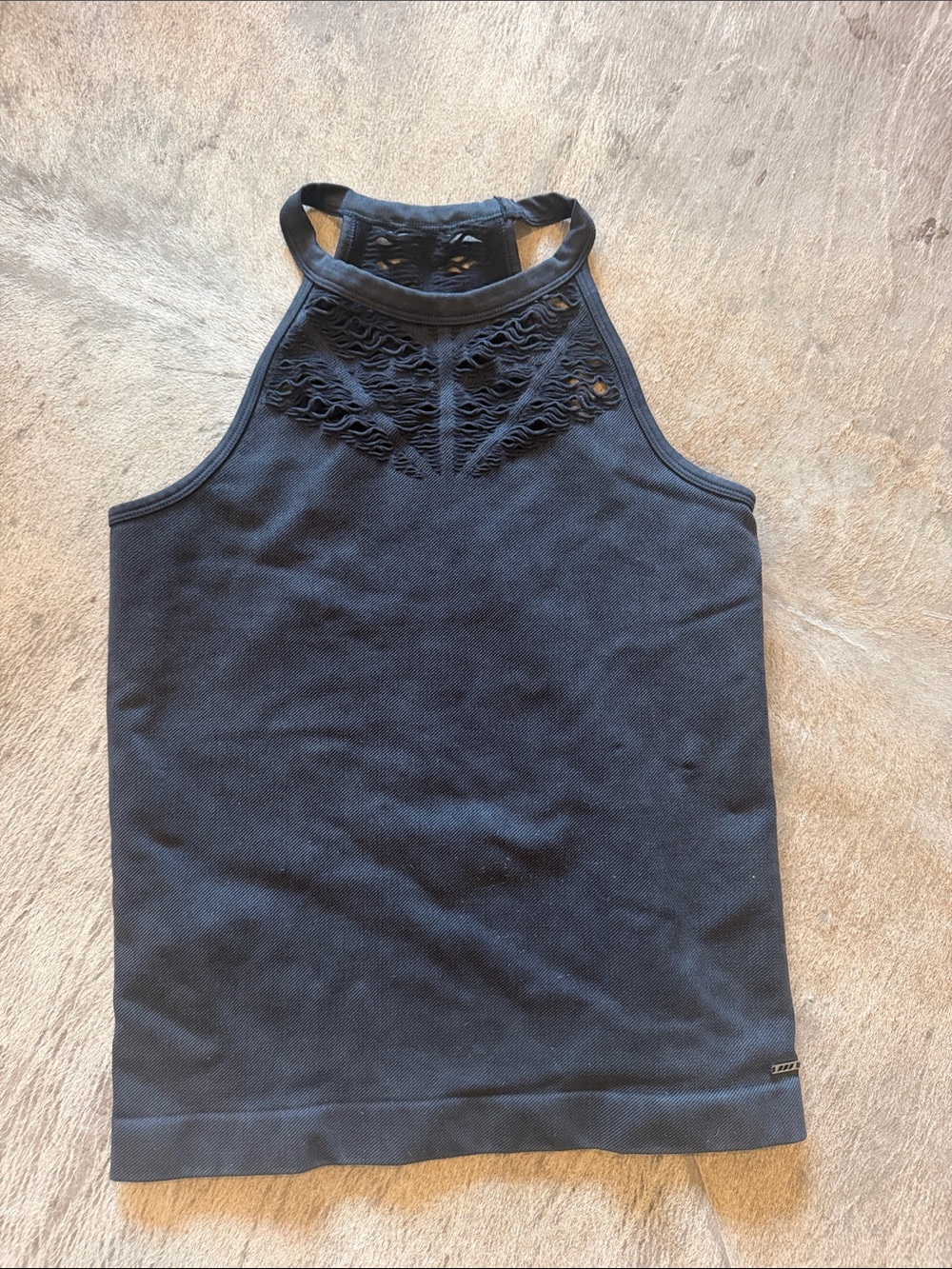 Athleta Black Lace Yoke High Neck Tank